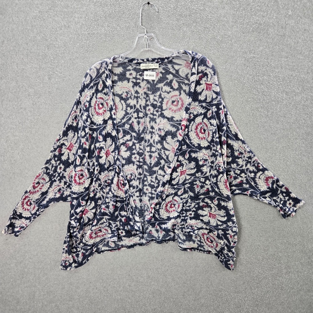 Abercrombie & Fitch Women Sweater One‎ Size Blue Floral Cardigan Open Front